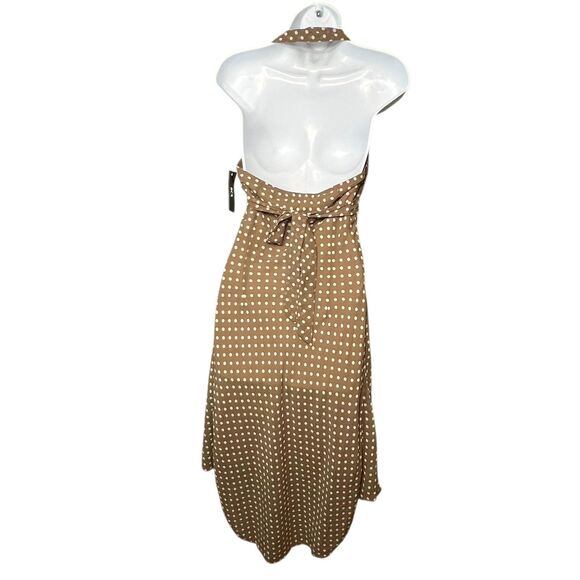 BCX Dress Womens Size 9 Brown White Polka Dot Sleeveless High Low Made USA Retro - Picture 3 of 12